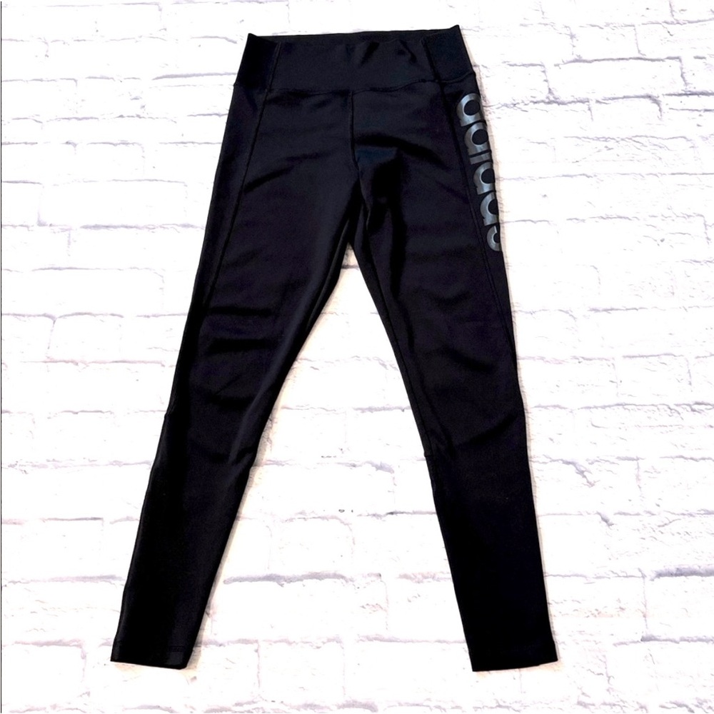 Adidas High Waisted Black Leggings Climalite Full Length Size Medium